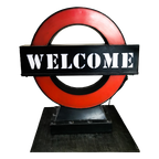 Retro Lamp Verlicht Bord Lichtbak ''Way Out & Welcome'' Yvonne Kwakkel thumbnail 1