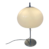 Gepo - Table Lamp - Space Age - Mushroom Lamp - White Acrylic Shade And Chromed Base