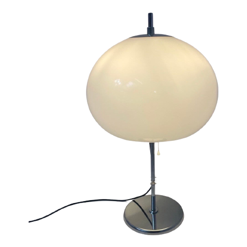 Gepo - Table Lamp - Space Age - Mushroom Lamp - White Acrylic Shade And Chromed Base