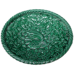 Antiek Frans Bord Porselein Falquet Grenoble Groen Rond thumbnail 1