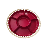 Vintage Snackschaal Rood Wit Met Losse Bakjes