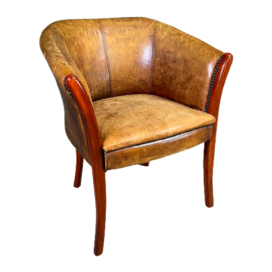 Vintage Antieke Stijl Schaapsleren Cocktail Fauteuil 1