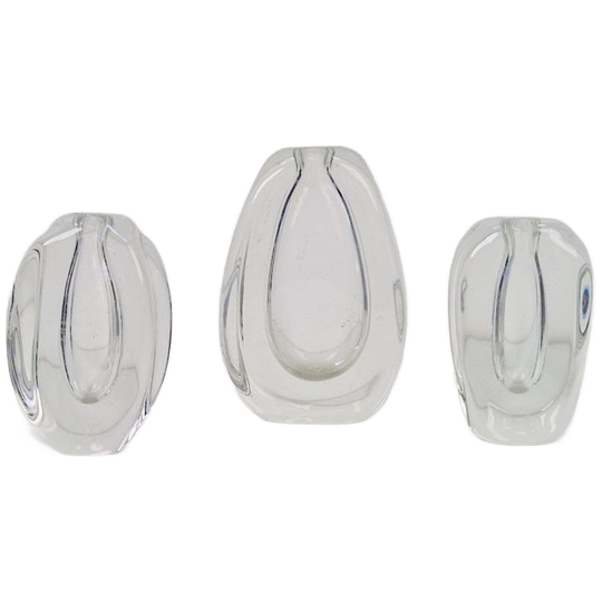 Vintage Set 3 Vaasjes Scandinavisch Design Glas ‘60 Handmade 1