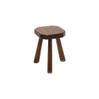 Artisan Stained Pine Stool France 1950S thumbnail 1