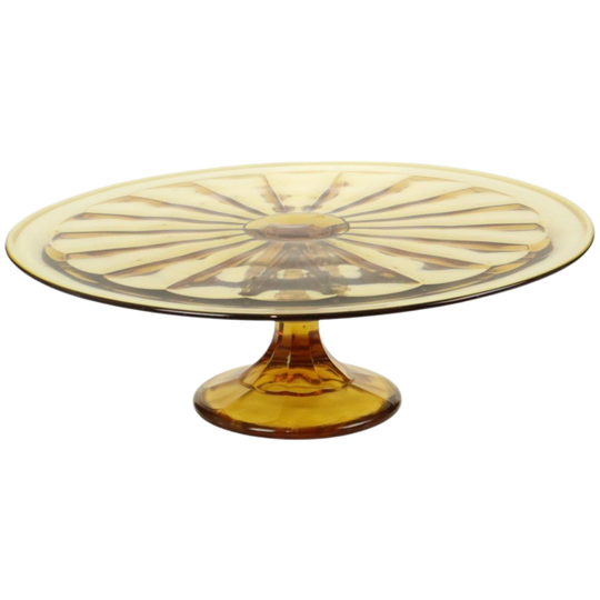 Art Deco Amber Taartschotel Rosaline Depression Glass Verrerie Scailmont 1