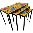 Set Van 3 Vintage Nesting Tables / Tegeltafeltjes thumbnail 1