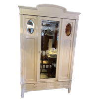 Demontabele Wit Geschilderde Brocante Hangkast Met Spiegeldeur, 135 Cm Breed