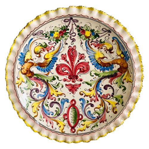 Vintage Decoratieve Dragon Plate Schaal Kleurrijk Made In Italy