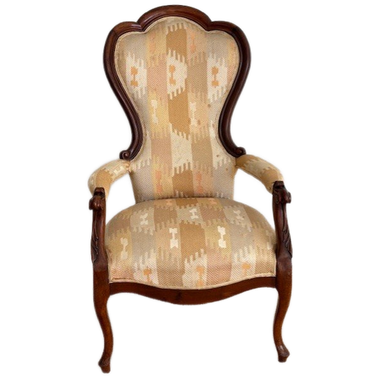 Antieke Biedermeier Fauteuil Met Hoge Rugleuning 1