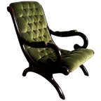 Groene Chesterfield Victoriaans Lounge Fauteuil Vintage thumbnail 1