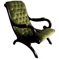 Groene Chesterfield Victoriaans Lounge Fauteuil Vintage