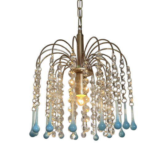 10 Stuks Vintage Opaline Azuur Blauwe Teardrop Kroonluchter 1
