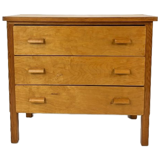Zweedse Vintage Berken Fineren Ladekast Saraby 1
