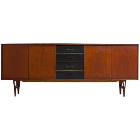 Minimalistische Mid-century Dressoir In Teak Door Van Pelt, België 1960s 1