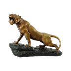 Art Deco Brullende Tijger Beeld Sculptuur Bronzen Patina Gips thumbnail 1