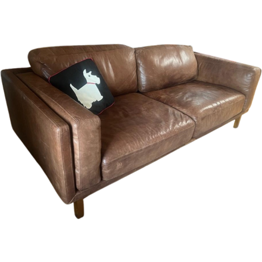 West Elm Dekalb Leren Bank / Leather Sofa, 215 Cm 1