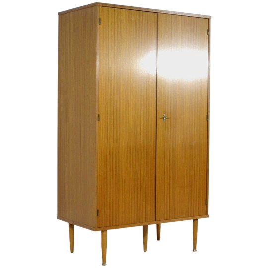 Vintage Mid Century 2-deurs Kledingkast In Teak, 1960s 1
