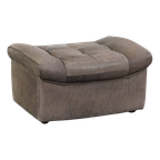 Luxe, Comfortabele, Grijze Lederen Vintage Hocker thumbnail 1