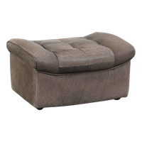 Luxe, Comfortabele, Grijze Lederen Vintage Hocker