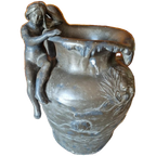 Tinnen Kan Van Art Nouveau-stijl. Kunstenaar Charles Théodore Perron (1862-1934) thumbnail 1