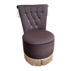 Vintage Fauteuil Met Franjes, Crapaud, Boudoir Fauteuil 70’S thumbnail 1