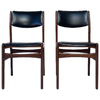 Twee Vintage Houten Stoelen Met Skai Leer