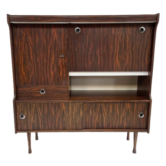 Vintage Highboard Wandmeubel Jaren 60 Rosewood Fineer 1