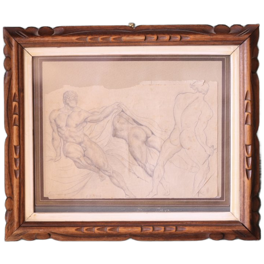 Academische Tekening Van Een Naakte Man – A.H., 1819 1