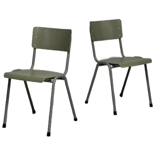 Retro Eetkamerstoel Cementgrijs Groen 1