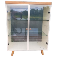 Vintage Kastje Met Glas Retro Design Vitrinekast Pootjes