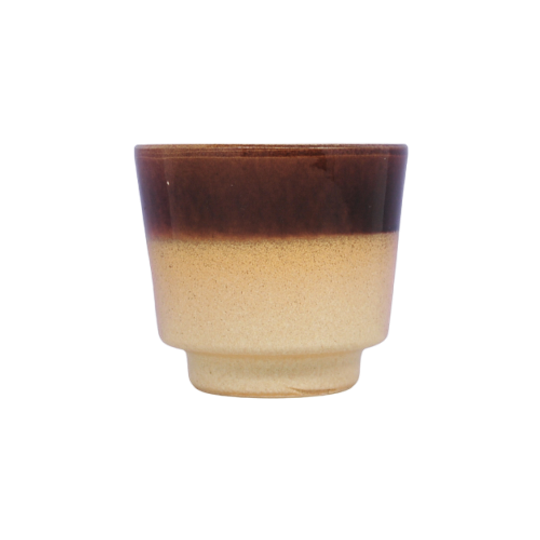 Beige Bloempot Bruine Glansrand 1