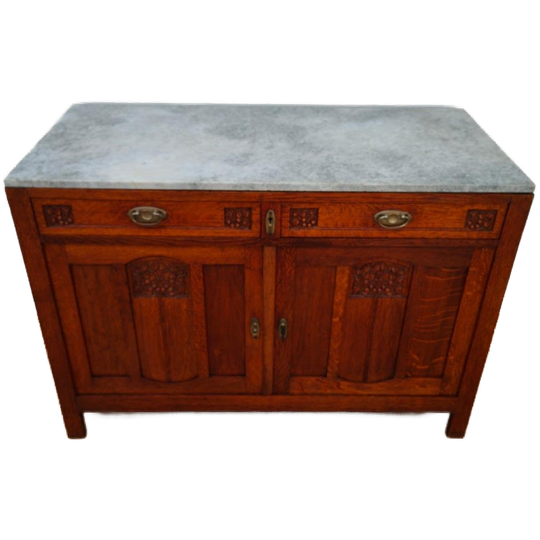 Vintage Antiek Dressoir Commode Ladekast Badkamermeubel Met Marmer Blad 507 1