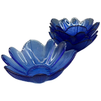 Set Schaaltjes Bloem Kobalt Kristal 5 Stuks