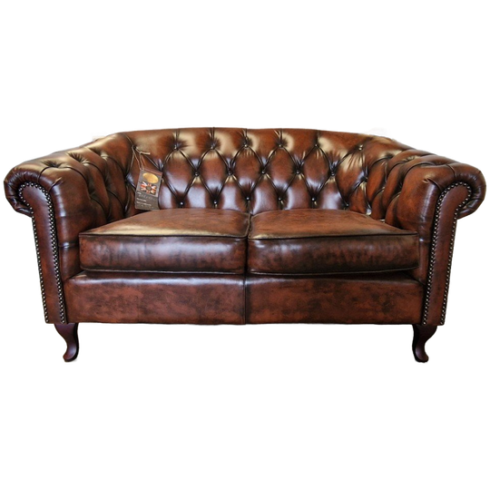 Hampton Chesterfield 2-Zits Bank – Antiek Bruin Leer 1