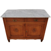 Vintage Frans Dressoir Commode, Ladekast Badkamermeubel Met Marmer Blad 911