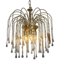 Murano Blauwe Teardrop Kroonluchter Vintage Kristal