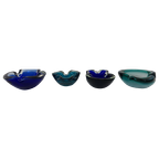 Mid Century Design Set Of 4 Blue Murano Glass Bowls, 1970’S thumbnail 1