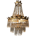 Zakkroonluchter Hanglamp Frans Kristal Vintage Goud thumbnail 1