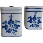 Viana Do Castelo. Portugees Keramiek. Handgeschilderde Voorraadpotten. 50-60 Blauw-wit thumbnail 1