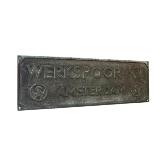 Bronzen Naamplaat Werkspoor N.v. Amsterdam Uit De Jaren 50 - 60 1