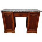 Vintage Antiek Bureau Buro Sidetable Kaptafel Marmer Blad thumbnail 1