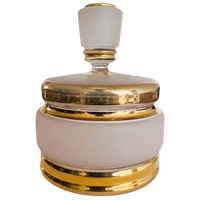 Art Deco Poederdoos Roze Goud Glas Sieradendoosje 1950’s