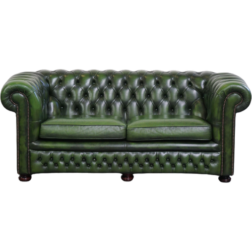 Bekijk Stoere Groene Rundleren Chesterfield Bank, 2 Zits op Reliving 🤩