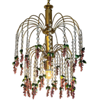 Vintage Grote Murano Kristallen Roze Druiven Kroonluchter Teardrop Frame thumbnail 1