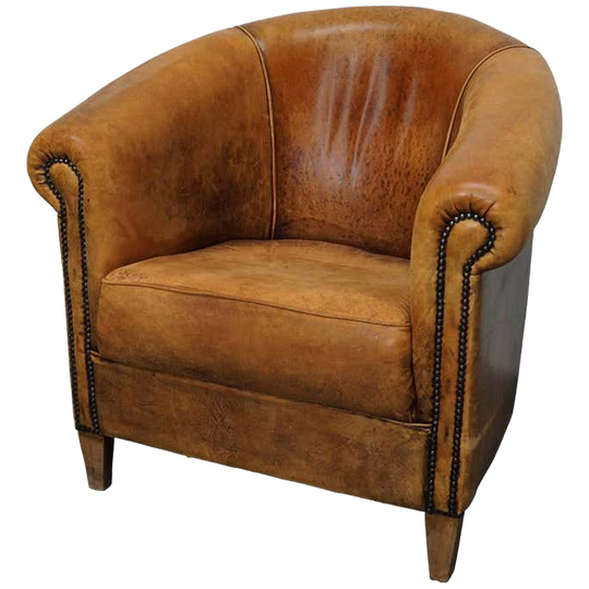 Vintage Dutch Cognac Colored Leather Club Chair 1