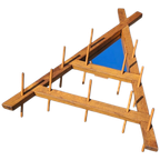 Wooden Wall Coat Rack / Triangular Shape / Triangle Mirror At The Top / 1960s thumbnail 1