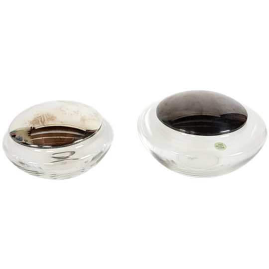 Dutch Design - Siem Van Der Marel - 2 Royal Leerdam Design Schalen Met Verzilverde Deksels 1
