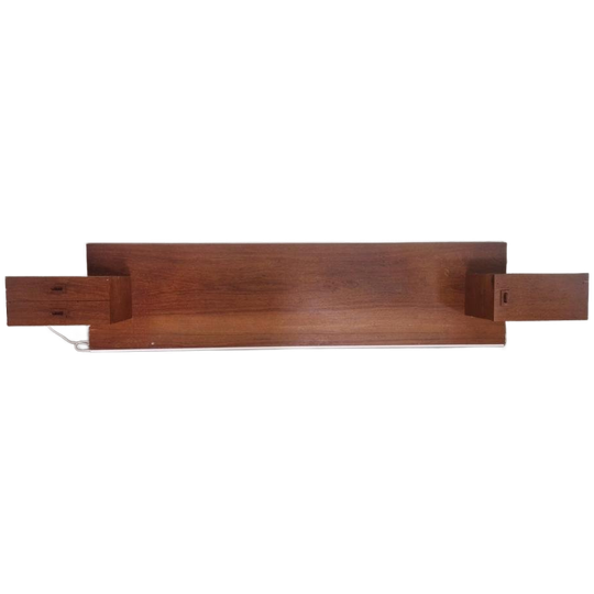 Mid Century Deens Teak Nachtkastjes Met Achterboard 1