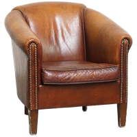 Stoere, Tijdloze, Cognac Kleurige Schapenleren Clubfauteuil Met Een Waanzinnige Vintage Look