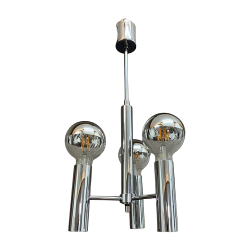 Space Age Hustadt Leuchten Vintage Hanglamp, Verchroomd